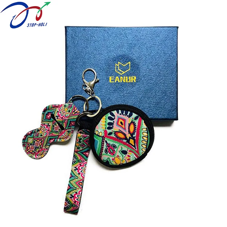 Custom Neoprene Waterproof Insulated Keychain Traveling Coin Purse Pouch Mini Bag Neoprene Coin Purse Bag For Women Girls