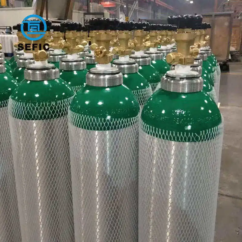 1L 2L 3L 4L 5L 6L 7L 8L 9L 10L 15L 18L ISO7866 Aluminum Medical Gas Tank Oxygen Cylinder TPED/PED