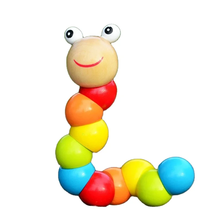 Colorful Insects Train Baby Fingers Flexible Wooden Twist Caterpillars Toys