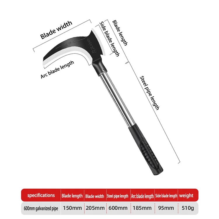 Dual-function weeding agricultural gardening tools carbon steel farm tools sickle mowing sickle agricultural mowing sickle