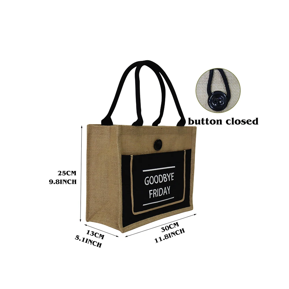used burlap black wine laminated shopping cocoa jute tote bags small with custom printed logo