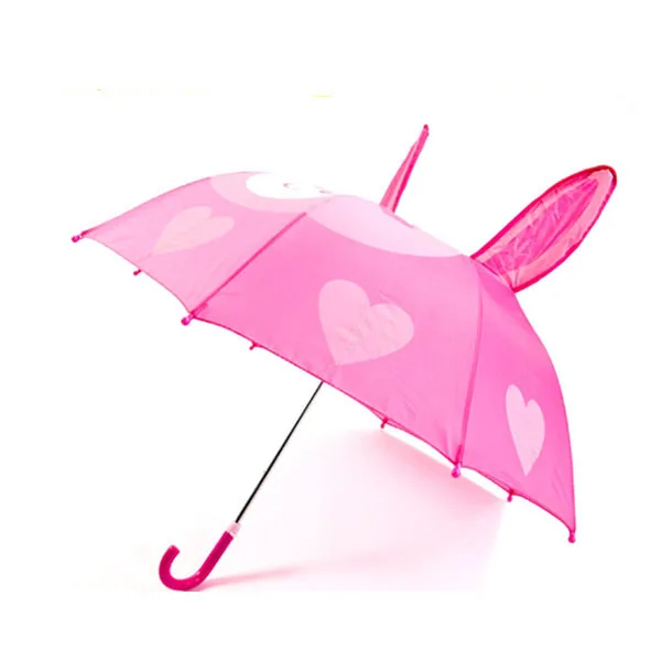 Manual open full printing 17inch 8ribs pink rabbit umbrella ear shape