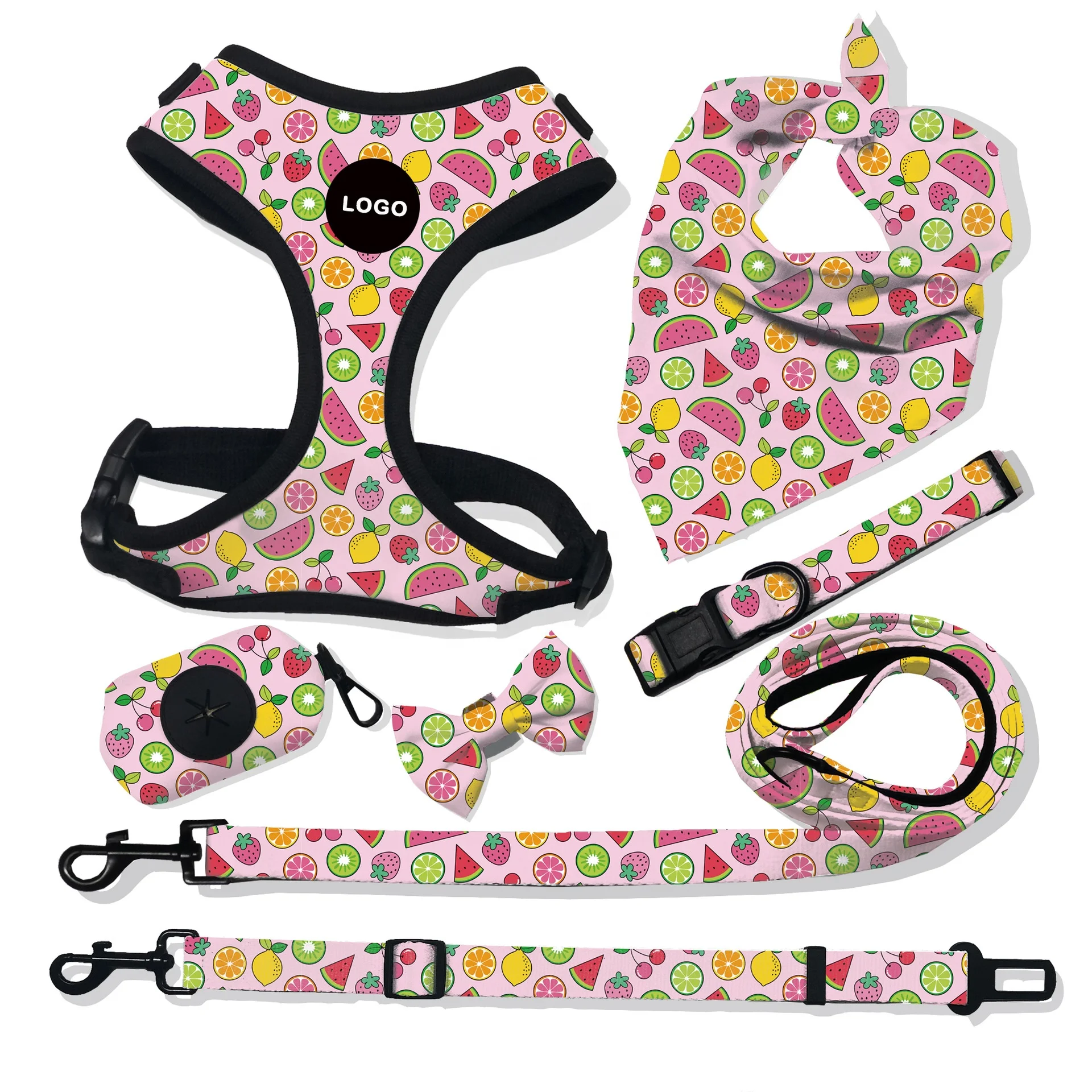 2021Custom Designer private label Pet Soft No Pull Adjustable Reversible Dog lift Reflective Harness Leash Set