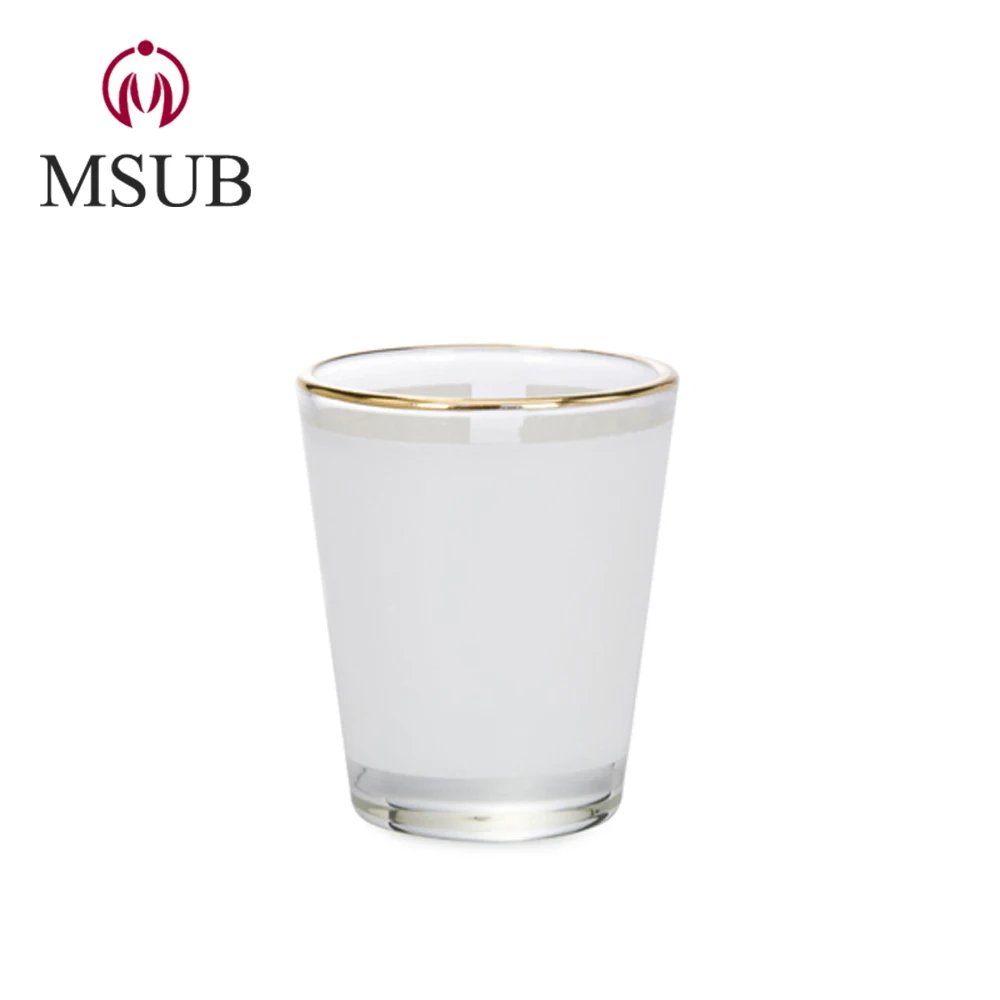 
Glasses factory direct 1.5oz Sublimation mugs shot glass mug with gold rim 