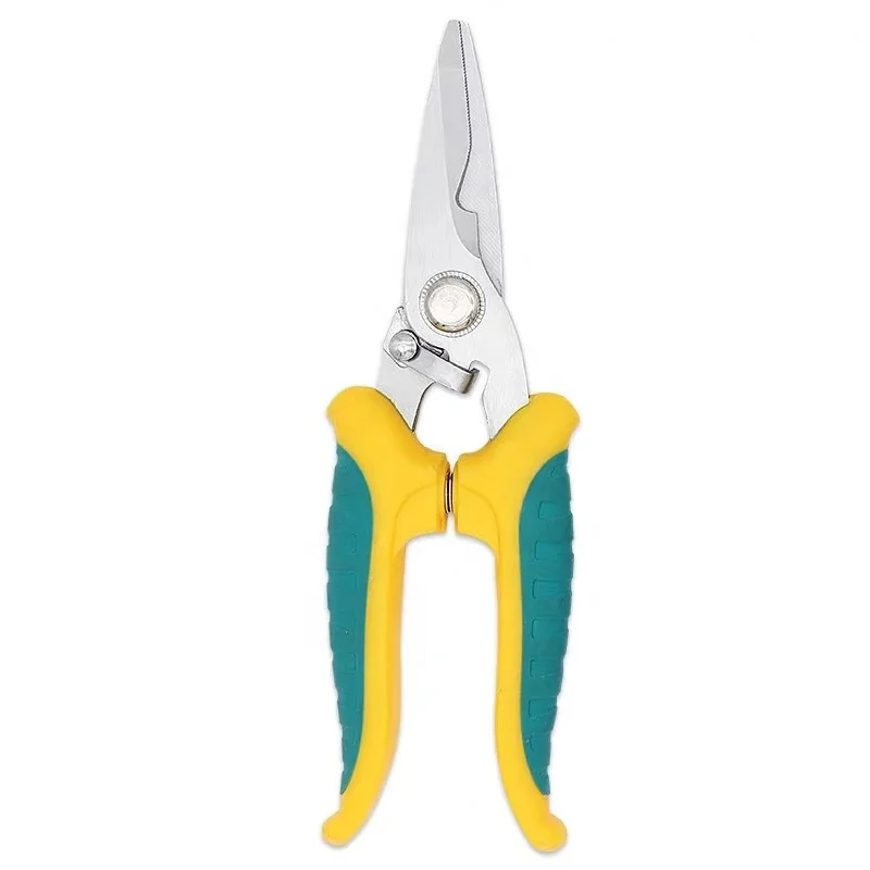 Durable Heavy Duty Rubber Handle multi function copper wire aluminum wire cutting shears electrician scissors