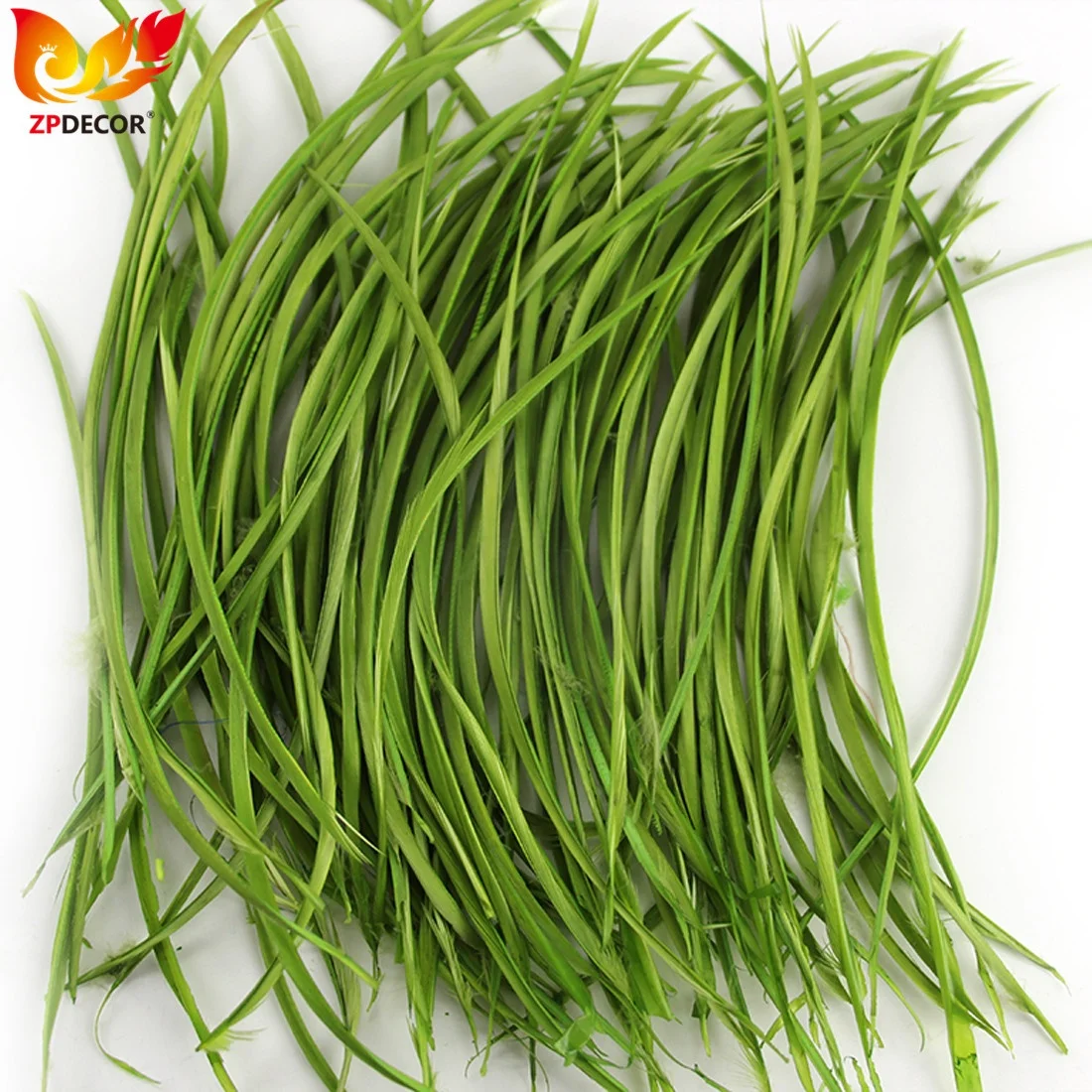 Factory Wholesale from ZPDECOR Cheap Stock Dyed Olive Green Stripped Goose Biot Feathers for Carnival Themed Decorations