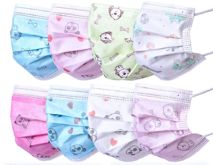 3 слоя нетканый красоты маска для лица Уход за кожей лица маска Разноцветные Детские печатная картонная коробка маска для лица