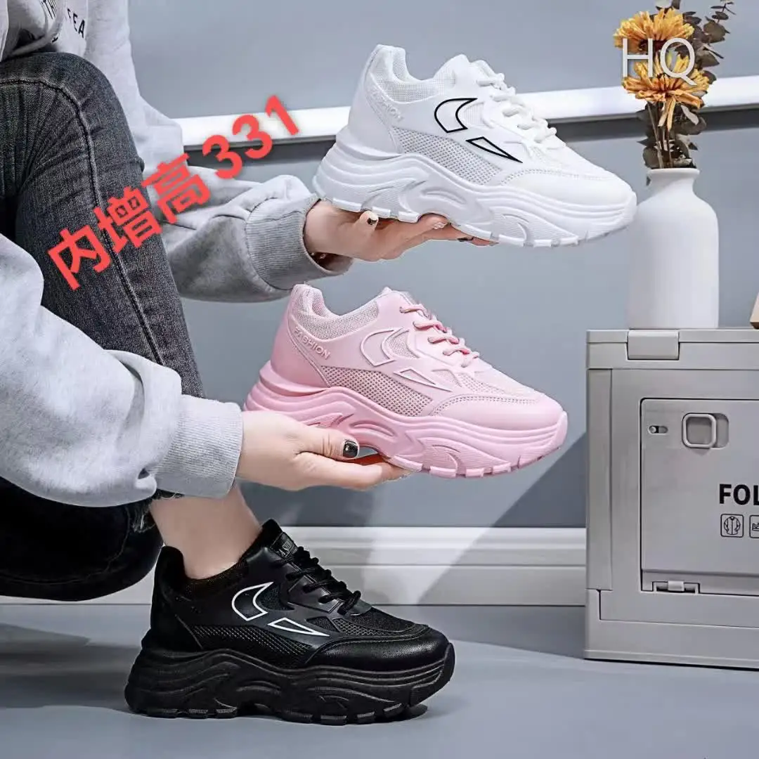 2022 женские сетчатые кроссовки на высоком каблуке со шнуровкой повседневная женская обувь на высоком каблуке со скрытым каблуком Спортивная дышащая женская обувь