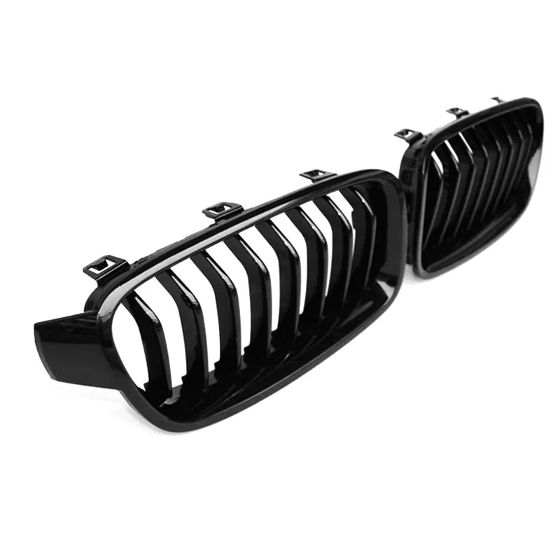 Hood Eyelids For BMW 2012-2016  replacement Sedan/Wagon ABS Glossy Black Car F30 F31 F35 Front single slat Rear Grills