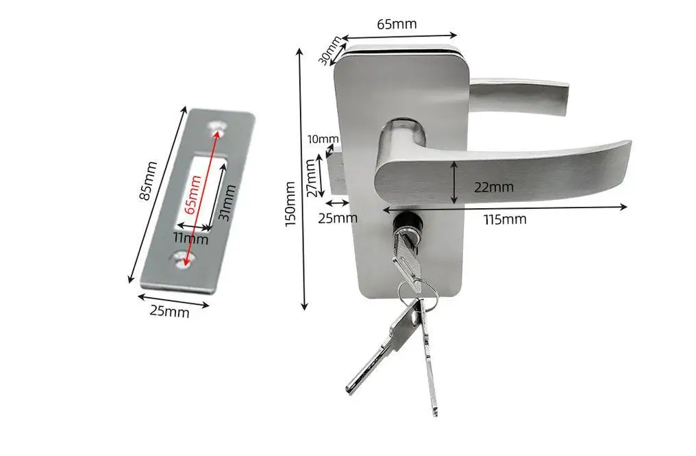China Hot Sale Top Quality Factory Direct Aluminium Sliding Glass Door Lock with Handle