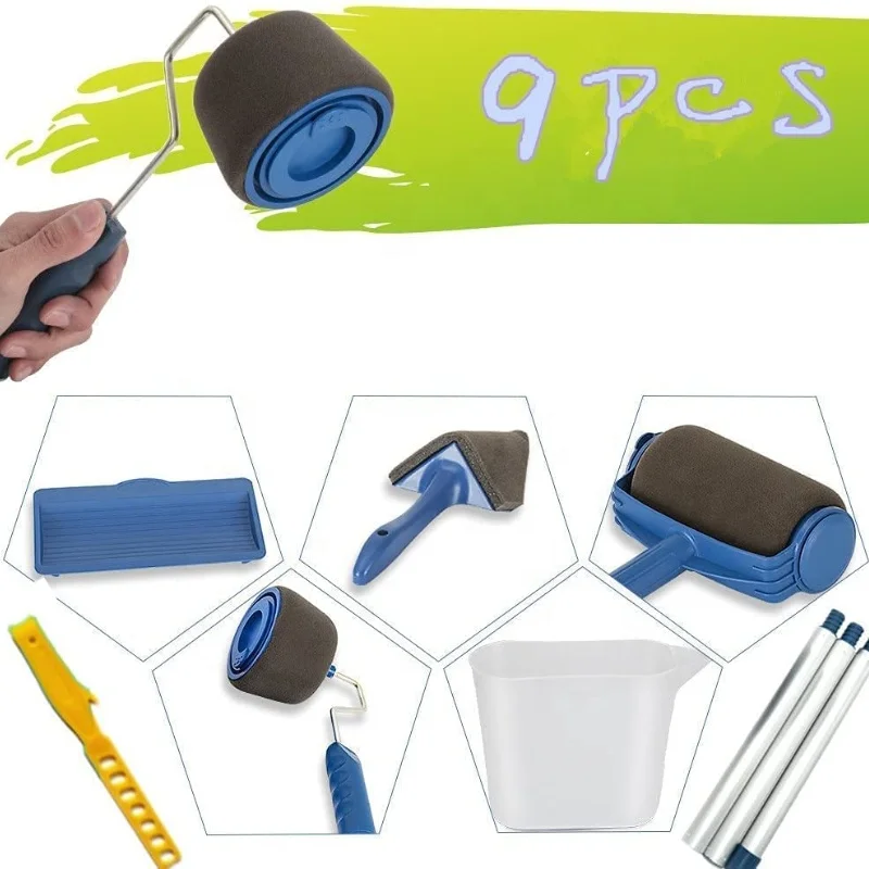 Paint Roller Set with Sticks Paint Roller Quickly Decorate Runner Tool Painting Brush Set