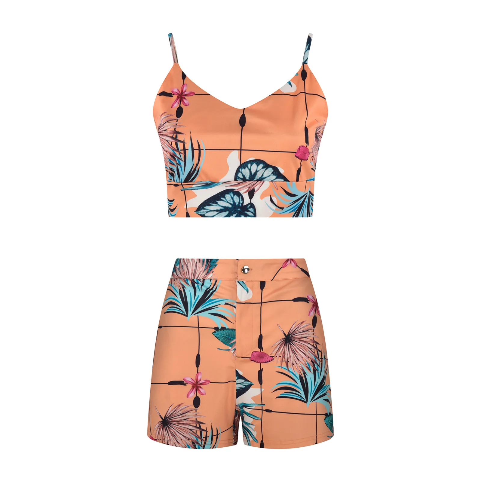 2021 Summer Plus Size Rompers Playsuits Spaghetti Strap Casual Sexy Party V neck Shorts Sets For