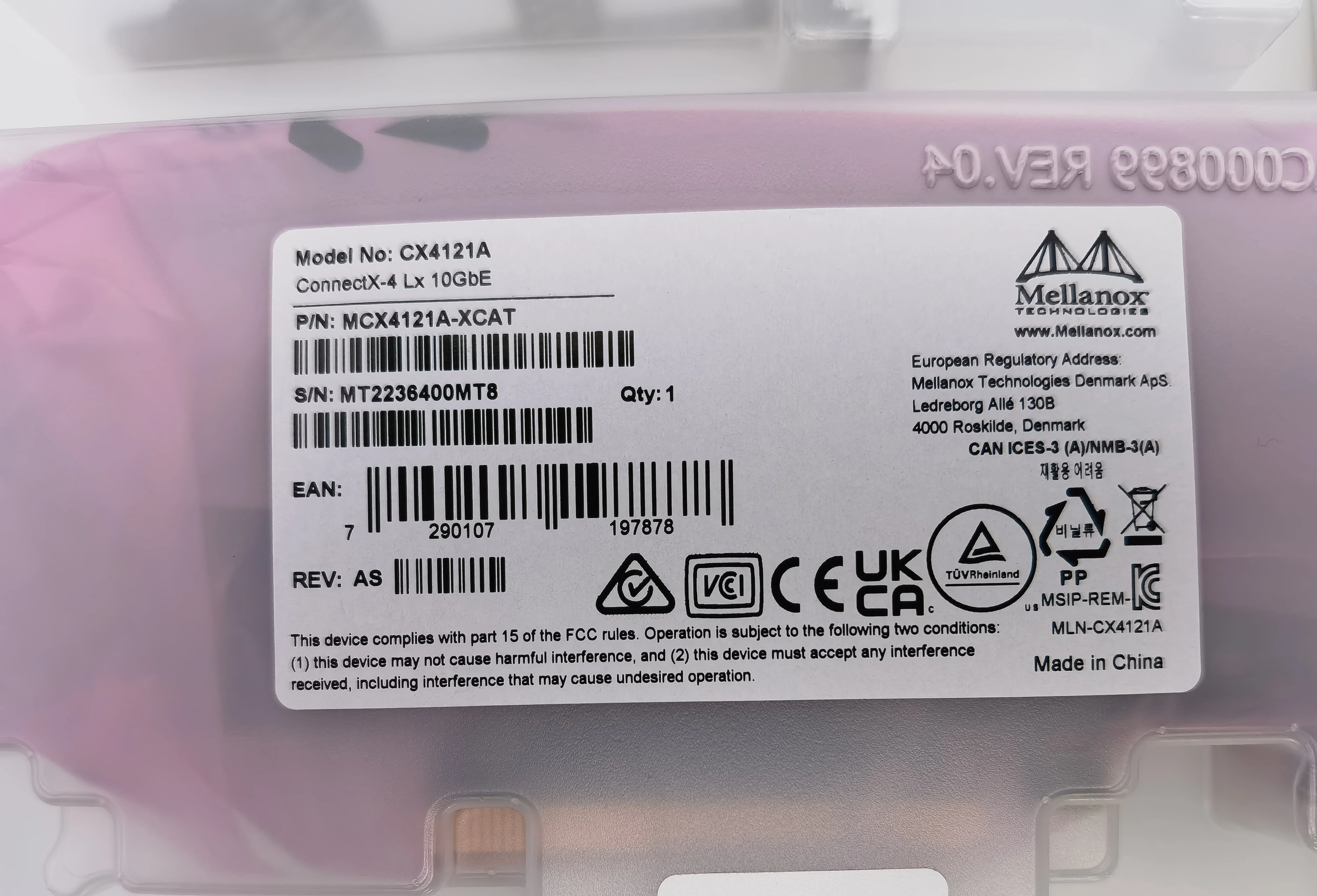 Mellanox MCX4121A-ACAT ConnectX-4 Lx EN Network Interface Card, 25GbE Dual-Port SFP28, PCIe3.0 x 8, Tall&Short Bracket