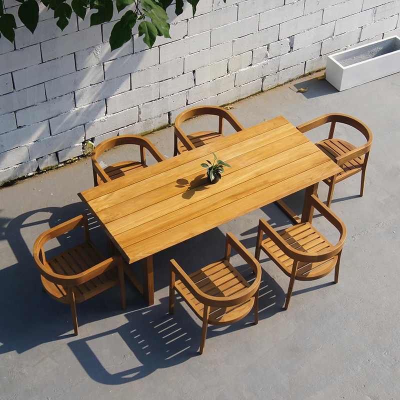 wood furniture factory all weather luxury customized patio teak table and chairs