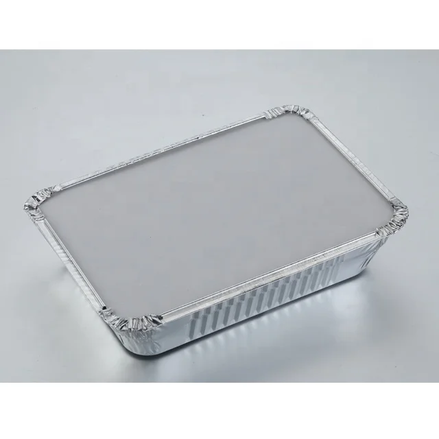 Aluminiumschalen 2 25 фунта 1000 мл 1 л 22*16*5 см порции контейнер для пищевых продуктов из алюминиевой фольги с пластиковой крышкой REC22165I smallcap
