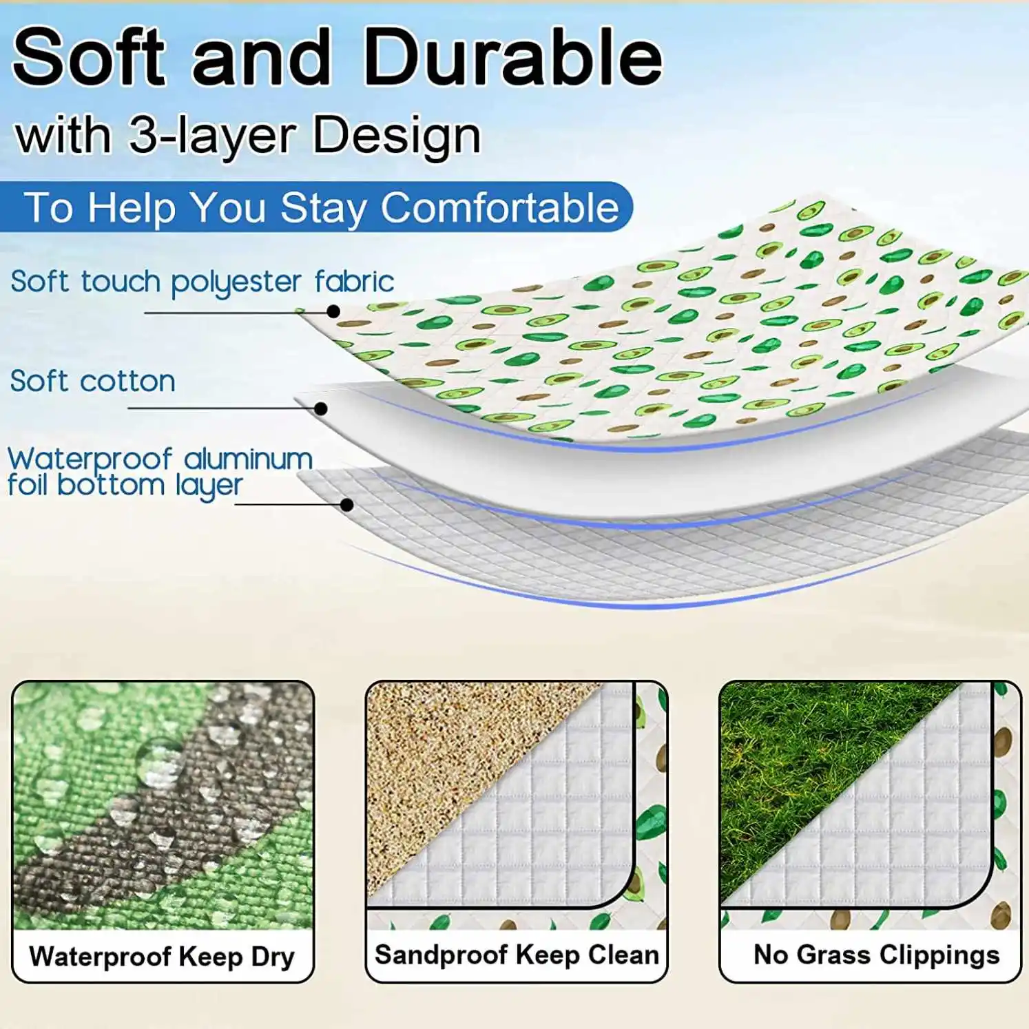 Wholesale Outdoor Foldable Camping Beach Mat Waterproof Sand Free Picnic Mat With Easy Handle