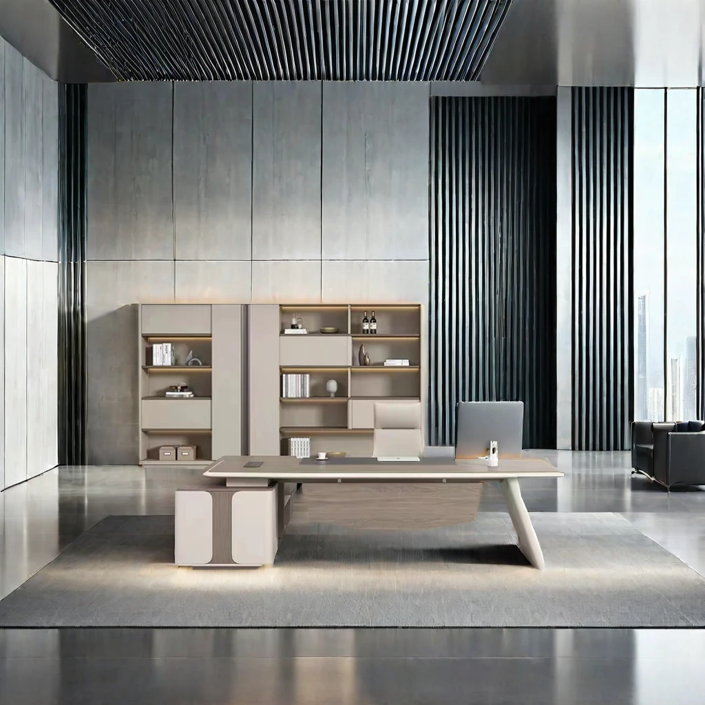 Modern Luxury Executive Office Desk for Home Office Bedroom Wood and Metal Design Desk for Director CEO Boss Manager