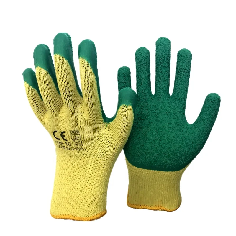 CE EN 388 Custom logo 10 Gauge Polyester Liner Anti slip Latex Coated Safety Gloves Work for