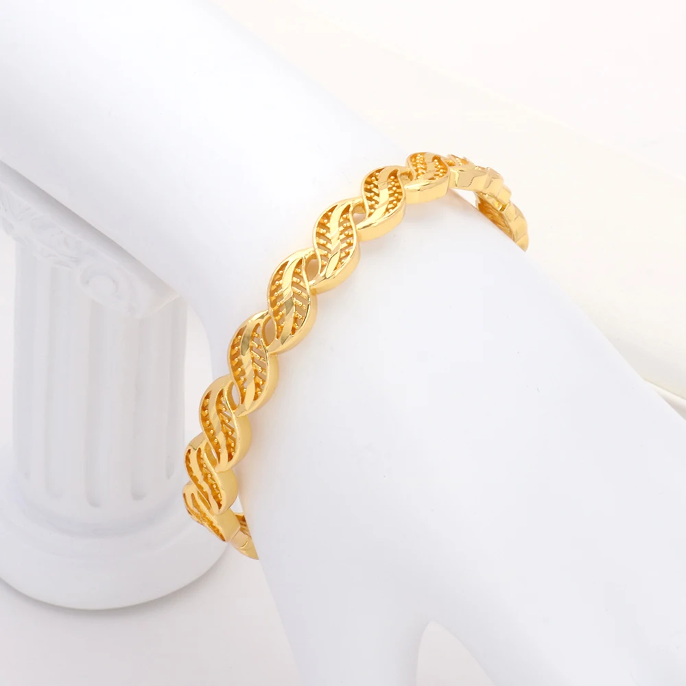 Jinxiuxing Модный женский открытый полый браслет винтажный резной филигранный 24k позолоченный латунный свадебный