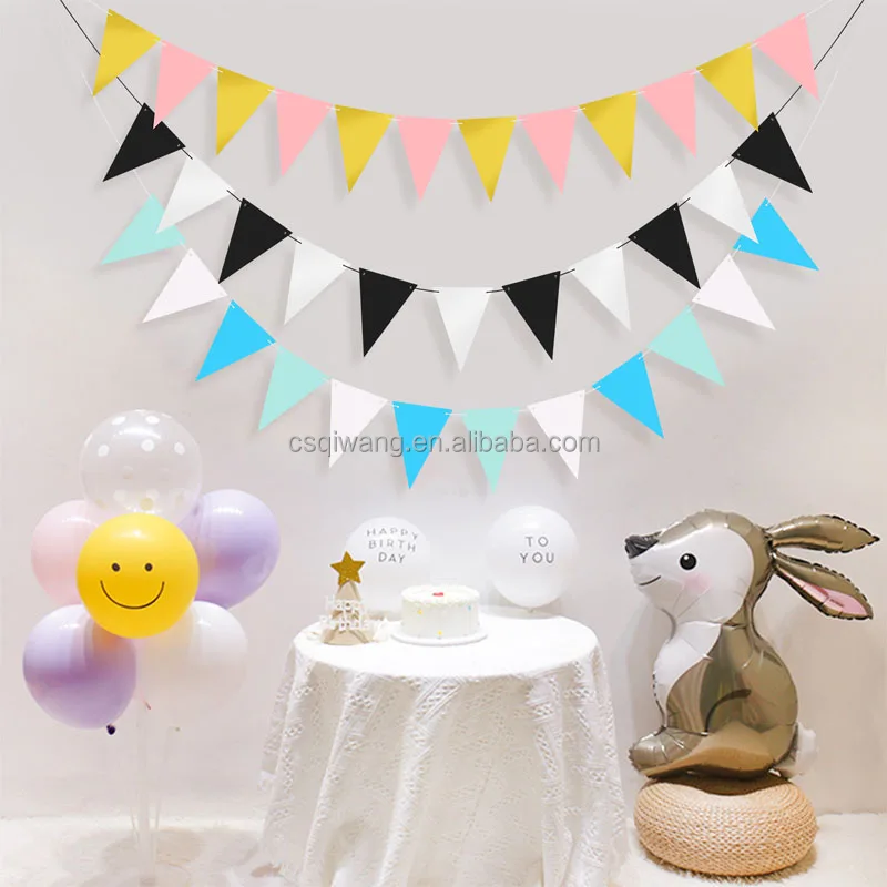 High Quality Custom Celebration Various Holiday Decorations Polyester Fabric Flag in Triangle Rectangle Pennant String Styles