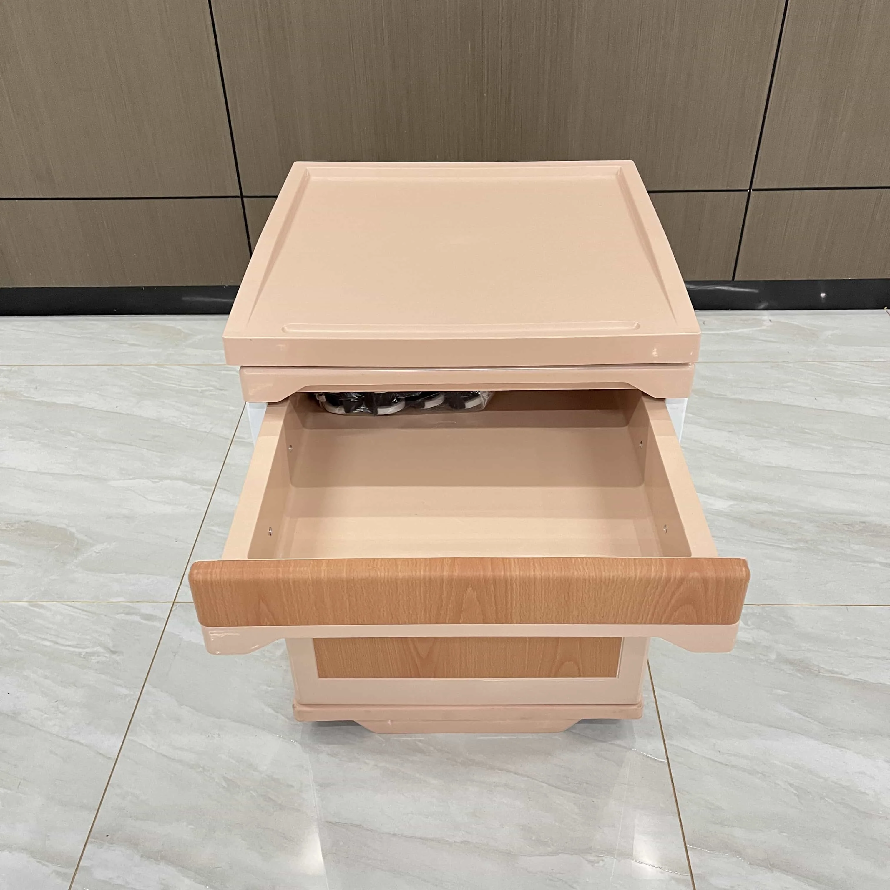 High quality hospital ABS plastic bedside cabinet patient room bedside table