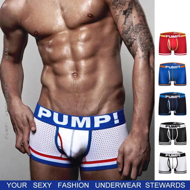 New PUMP Sexy Jockstrap Men Cotton Briefs & Boxers Underwear Gay Nude Slip Panties Underpant Breathable String Sissy Lingerie