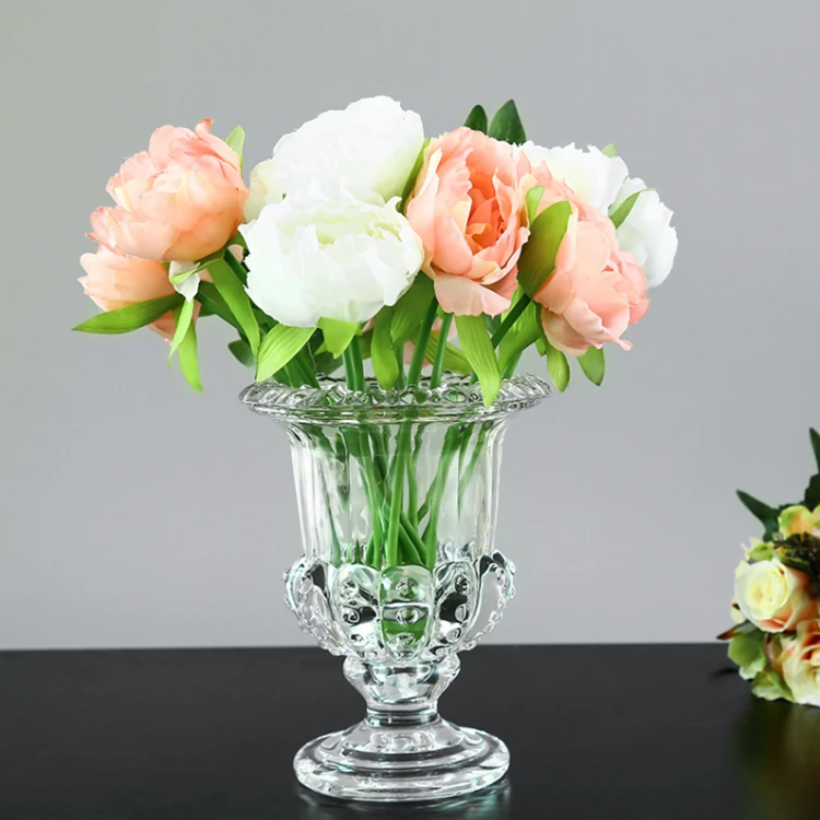 Wholesale Creative European-style Thickened High-footed Base Desktop Handicraft Ornaments Glass Vase