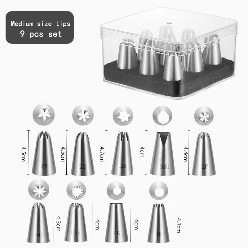 Russian Cake Cookies Nozzle Piping Pastry Tool Baking Tip Tools Icing Stainless Steel Nozzles Set With Case