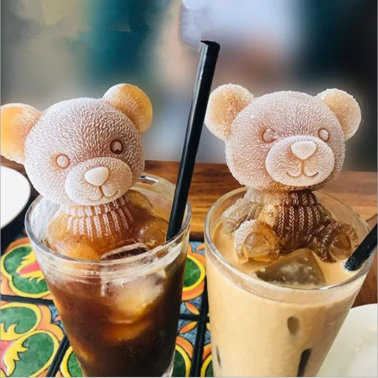  Bear ice mold silicone three dimensional lattice box milk tea sculpture chocolate creative