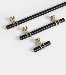 Modern Aluminium Black Gold Door Handles Kitchen Cabinet Handles Solid Drawer Knobs Fashion Furniture Handle Hardware
