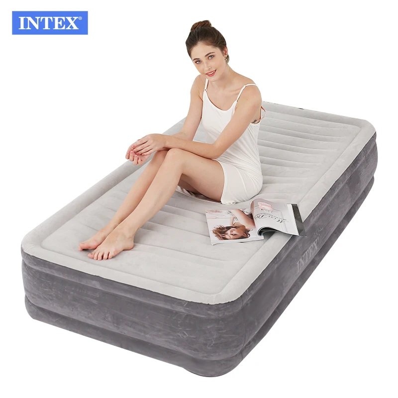 
Intex 67766 flock single size mattress inflatable bed with electric pump for adults and kids air bed mattress 