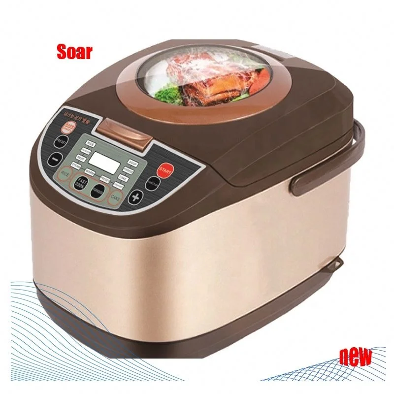 Квадратная электрическая рисоварка большого размера с панорамной крышей и большими глазами