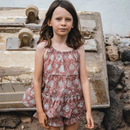 Summer Wholesale Girls Floral Printing Top Children Baby Infants Sleeveless Blouse