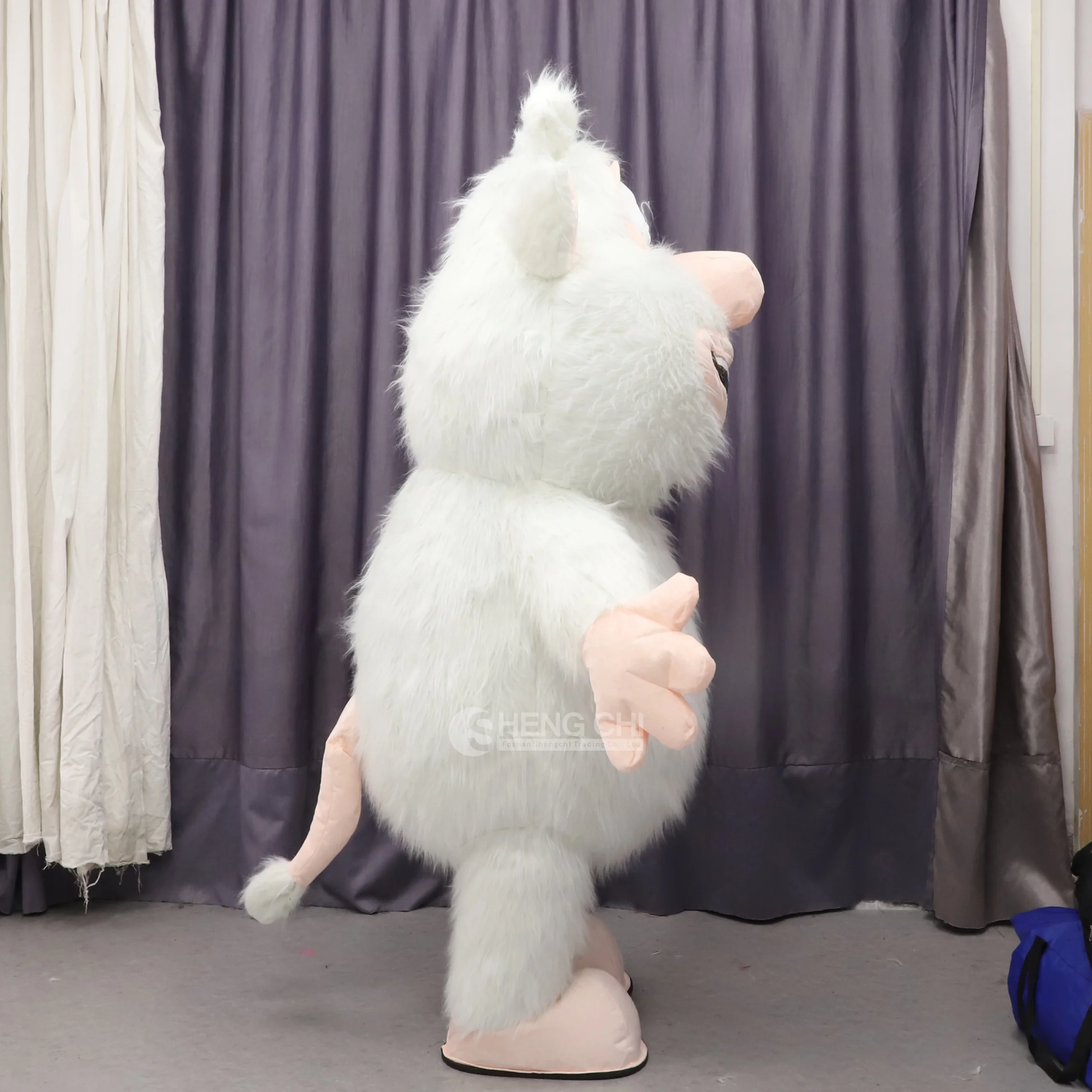 Giant Inflatable Cartoon White Mouse Fur Plush Inflatable Mascot Set Animal Cosplay Costume