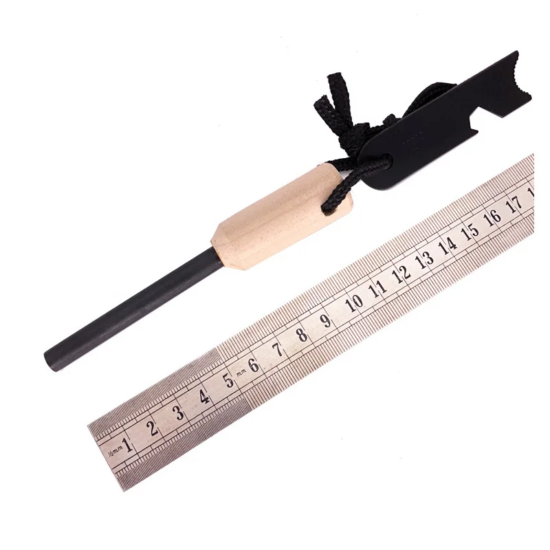 Thick Bushcraft Fire Steel Wood Handle Ferro Rod Flint Fire Starter for Survival