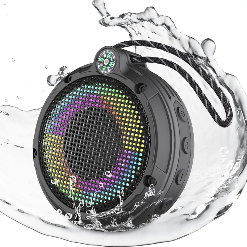 FCC Christmas gift wireless waterproof sports motorcycle RGB blue tooth shower speaker