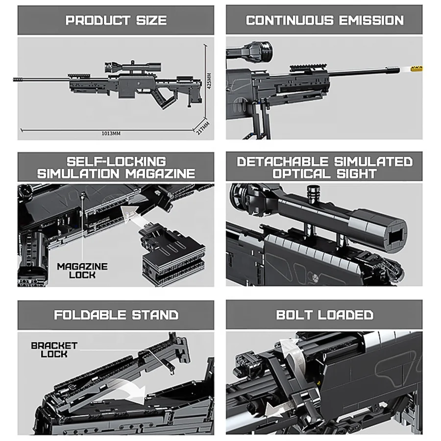 Divine Gun Series LV4 Sniper Rifle and Machine Gun Simulation Model Creative DIY Building Blocks Plastic Toys for Boys