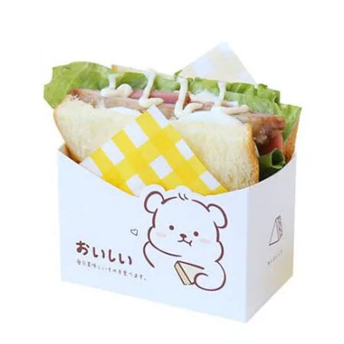 Mini Cartoon Sandwich Toast Packaging Box Burger Paper Bag Baking Picnic Box