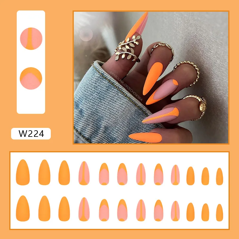 Wholesale Detachable Artificial Nail Patch Fake Nails 24 pcs Multiple styles Ballet Medium Long Acrylic False Nail