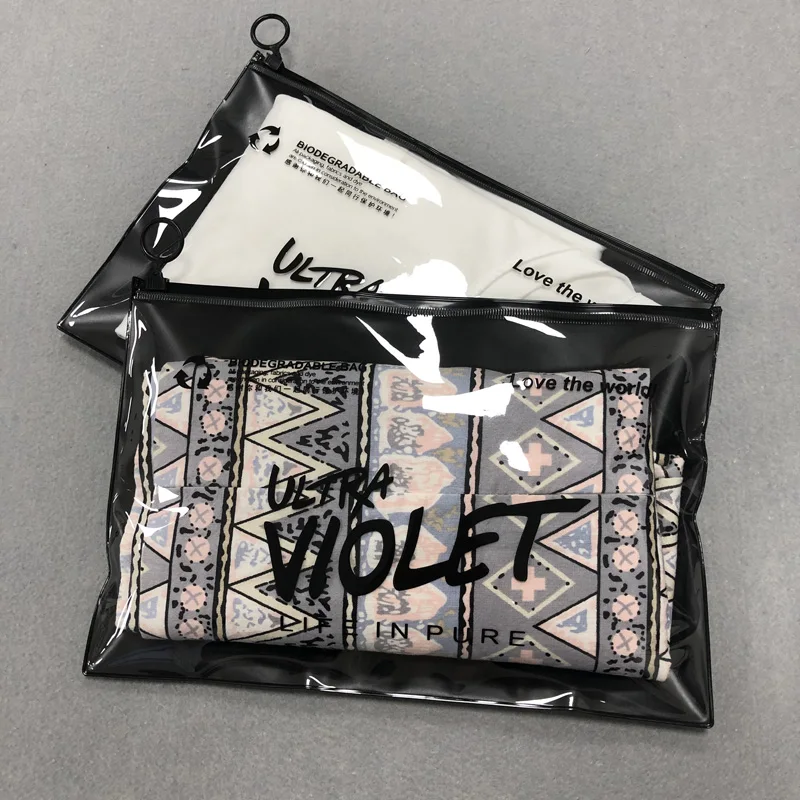 Custom promotional plastic bag ziplock clothing packaging frosted zipper bags