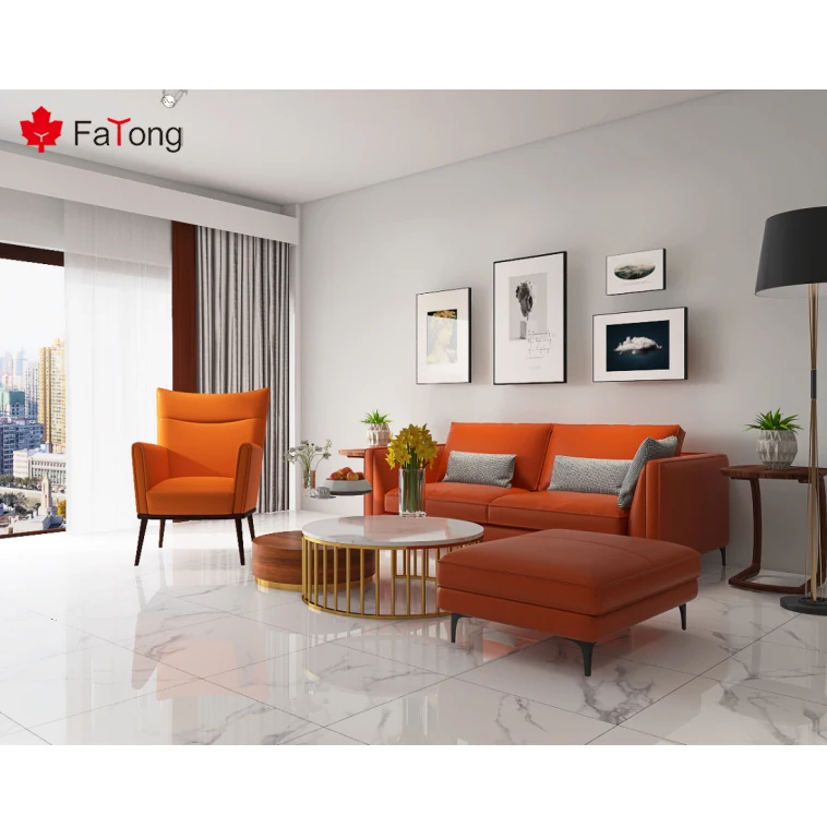 Foshan Fatong Calacatta Porcelain Floor Tile White Marble Look Ceramic 600X600mm Tiles For Living Room