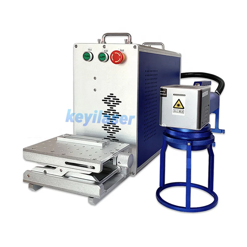 KEYILASER 20w 25w 30w 50w 60w Mopa Handheld Mobile Mini Fiber Laser Marking Machine For Metal Animal Ear Tag Ring Bracelet