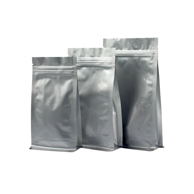 Flat bottom stand up aluminum foil bag for food rice nuts flour with zipper Manufacturer