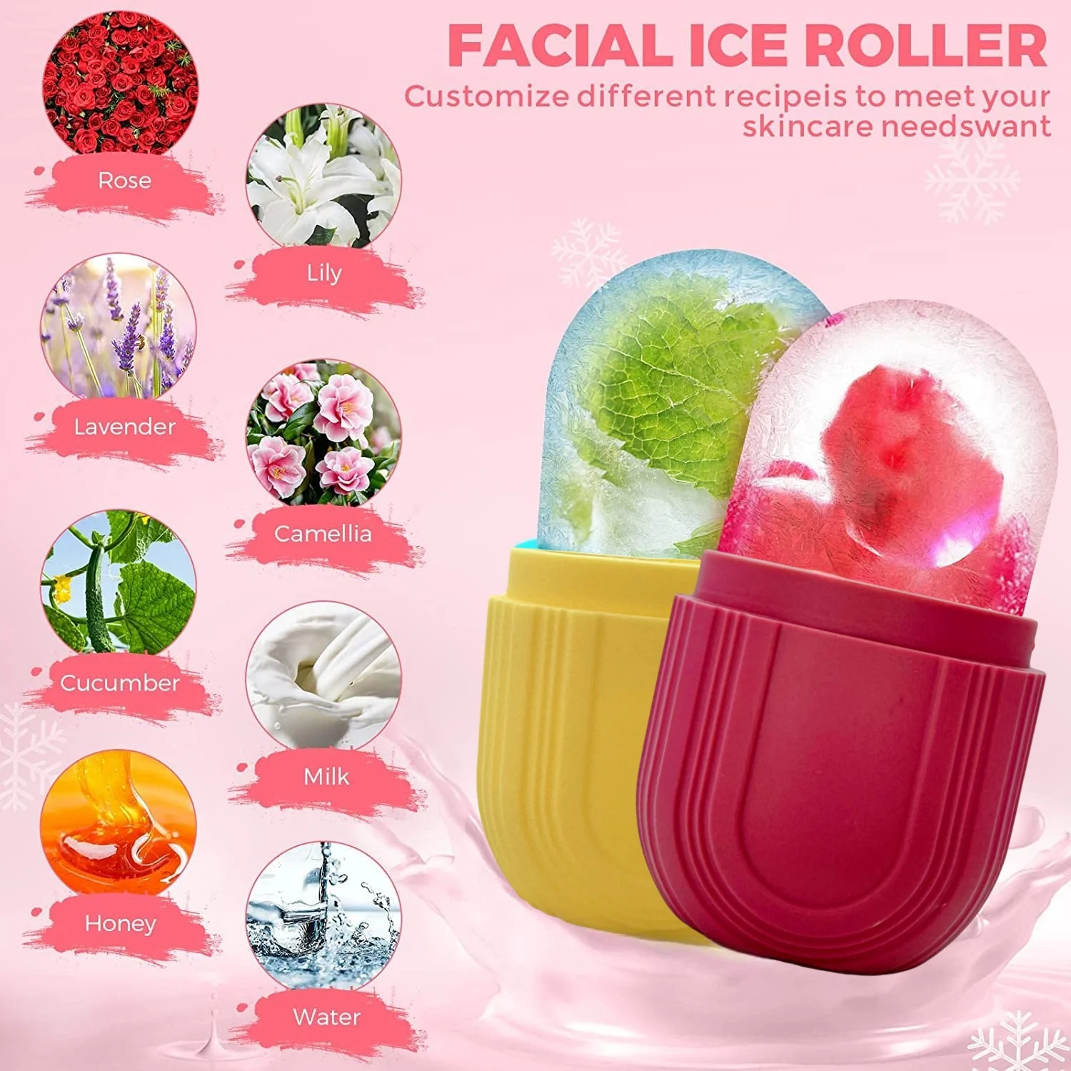 Amazon hot sales Cooling Facial Eye Body Silicon Silicone Ice Roller For Face