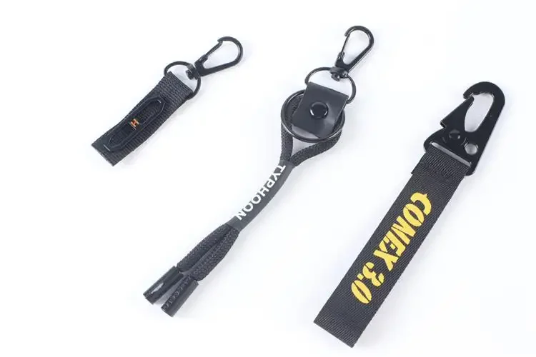 Heavy Duty Hand Wrist Strap Keychain Fabric Woven Carabiner Lanyard Keychains Luxury Key Chain with Carabiner Clips