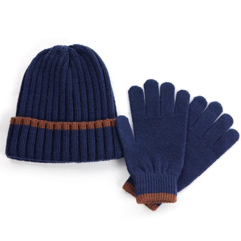 Wholesale Luxury Soft Knit beanie glove Set Winter Custom Women 100% Wool Gloves Warm Beanie Hats