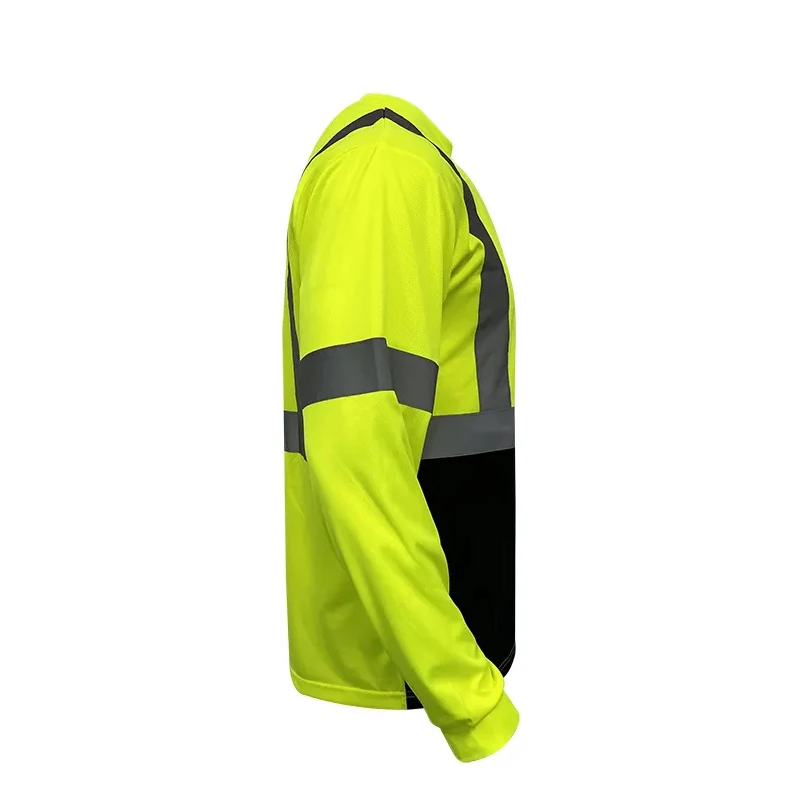 Wholesale Men Reflect Workwear Hivis Long Sleeve Green T-shirt High Visibility Two Tone safety vests Can be customized Shirts