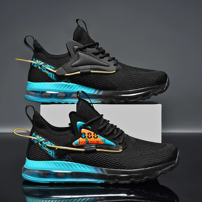 Casual Sports Mesh Sneakers Comfortable Running Shoes with Air Cushion Rubber Insole Shock Absorption Walking