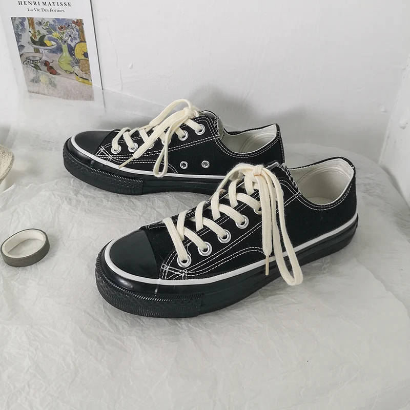 Wholesale Custom Canvas Sneakers  Lace-Up Classic Walking Style Casual Shoes Rubber Outsole Vulcanized Shoes