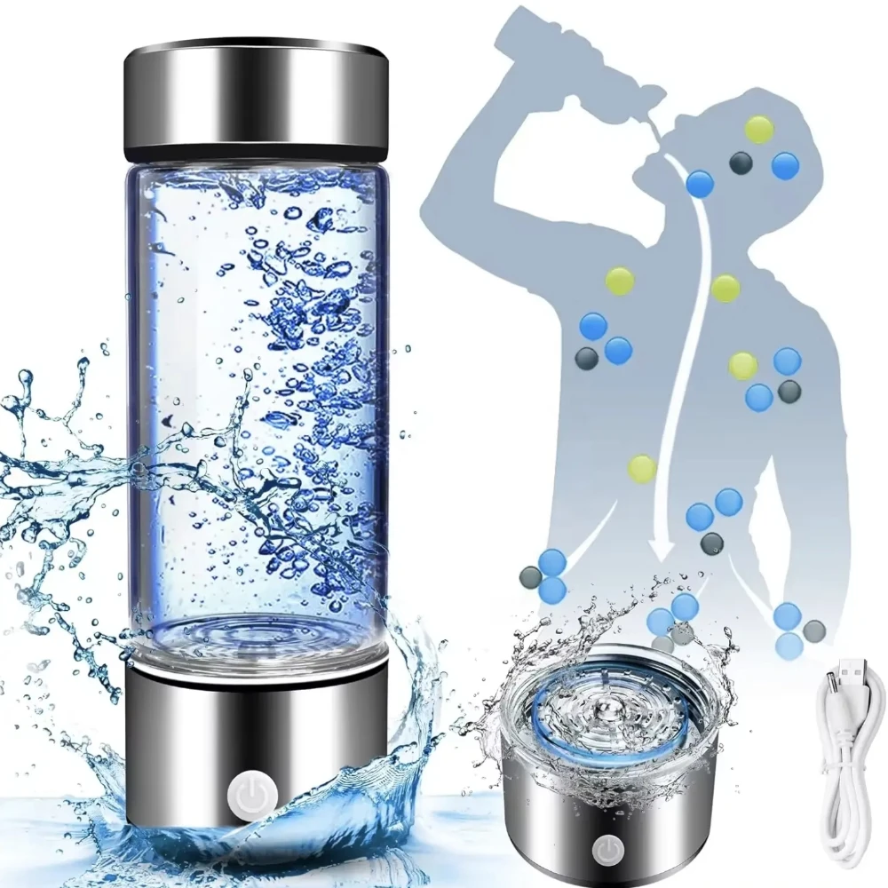 Portable Hydrogen Water Bottle Generator Hydrogen Water Ionizer Machine Rechargeable Hydrogen Rich Water Glass Health Bottle